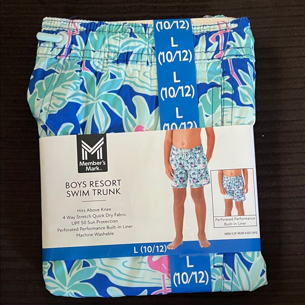 Member's Mark Boys Resort Swim Trunk - Blue and Green